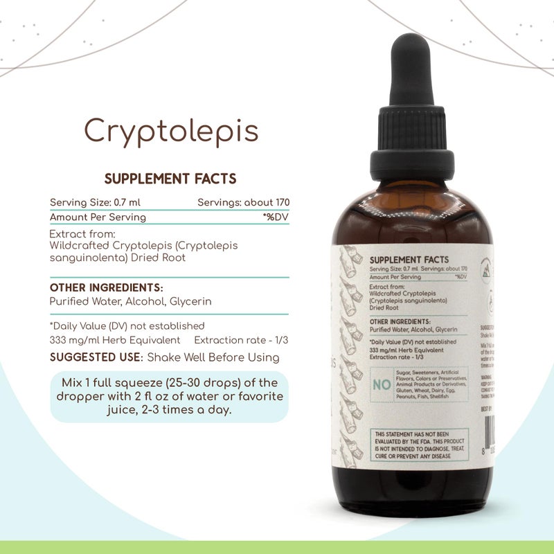 HerbEra Cryptolepis Alcohol Herbal Extract Tincture, Super-Concentrated Wildcrafted Cryptolepis (Cryptolepis Sanguinolenta) Dried Root (4 Fl Oz) - Image 3